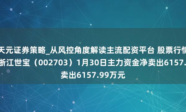 天元证券策略_从风控角度解读主流配资平台 股票行情快报：浙江世宝（002703）1月30日主力资金净卖出6157.99万元