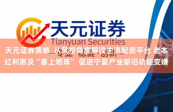 天元证券策略_从风控角度解读主流配资平台 老本红利惠及“塞上明珠” 促进宁夏产业新旧动能变嫌