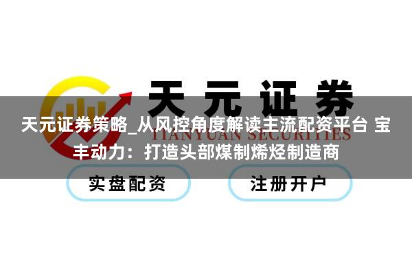 天元证券策略_从风控角度解读主流配资平台 宝丰动力：打造头部煤制烯烃制造商