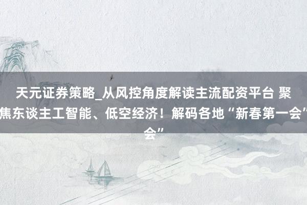 天元证券策略_从风控角度解读主流配资平台 聚焦东谈主工智能、低空经济！解码各地“新春第一会”